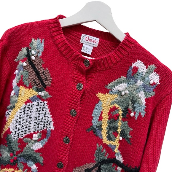 Vintage ORVIS Holiday Button Up Sweater! RARE Size M - Picture 2 of 5